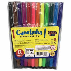 Caneta Hidrocor Kids 12 Cores 10604 Make + Gtx - UN