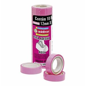 Fita Adesiva 12x10 Rosa 0803 Adelbras - 10RL