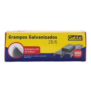 Grampo para Grampeador 26/6 Galvanizado 11109 Gatte - 1000UN