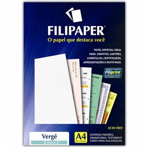 Papel Verge A4 120g/m² Branco 1869 Filipaper - 30FL