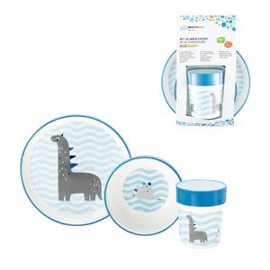Kit Refeição Infantil Dino Azul BB1112 Multilaser - 3PCS
