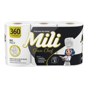 Papel Toalha Branco 19x22 com 360 Folhas Gran Cheff 1360 Mili - 3RL