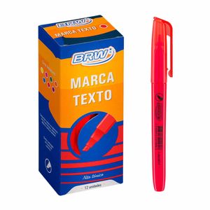 Caneta Marca Texto Fluorescente Vermelho A2007 Brw - 12UN