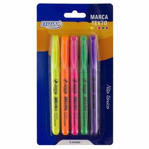 Kit Caneta Marca Texto Fluorescente Cores CA2010 Brw - 5UN