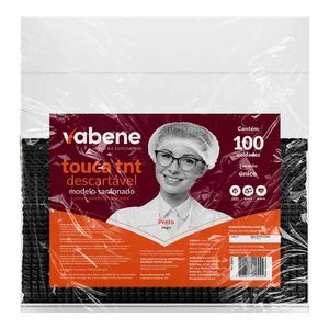 Touca Descartável TNT Preta 6748 Vabene - 100UN