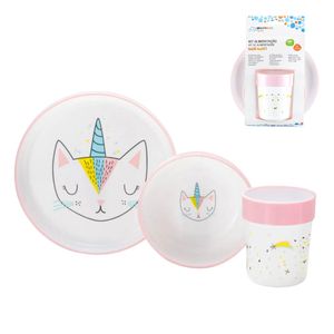 Kit Refeição Infantil Sunshine Rosa BB1113 Multilaser - 3PCS