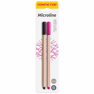 Caneta Hidrocor 0,4mm Microline Preta e Rosa 0636 Compactor - 2UN