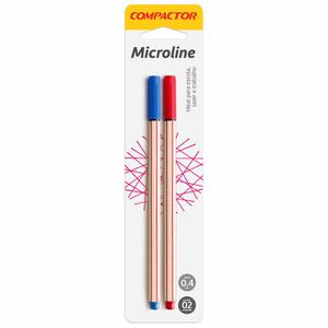 Caneta Hidrocor 0,4mm Microline Azul e Vermelha 0622 Compactor - 2UN