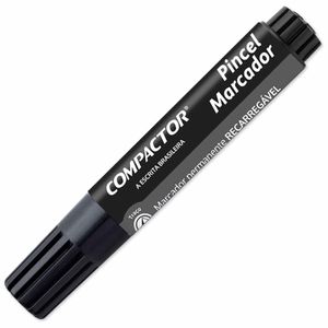 Pincel Marcador Permanente Recarregável Preto 2004 Compactor - 12UN