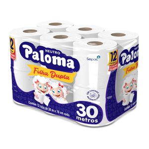 Papel Higiênico Paloma Folha Dupla com 30 Metros 1423 Sepac - 12RL