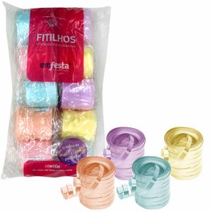 Fitilho para Presente Lisa 5 mm x 50 m Candy Colors Sortido 0028 Emfesta - 10RL