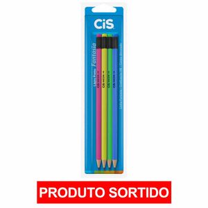 Lápis Preto HB com Borracha Neon 764001 Cis - 4UN