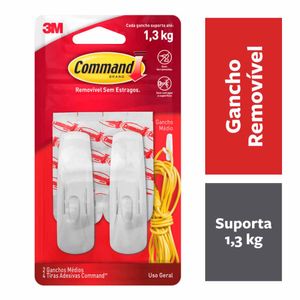 Gancho Plástico com Adesivo M Command 8113 3m - 2UN