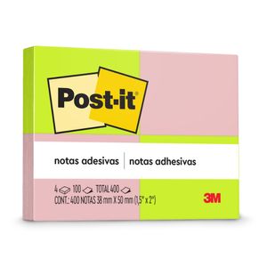 Bloco Adesivo Post-It 38x5 Neon 100 Folhas 8314 3m - 4BL
