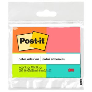 Bloco Adesivo Post-it 38x50 tropical 50 Folhas 2267 3m - 4BL