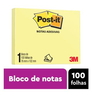 Bloco Adesivo Post-It 76x102 Amarelo 100 Folhas 8132 3m - BL