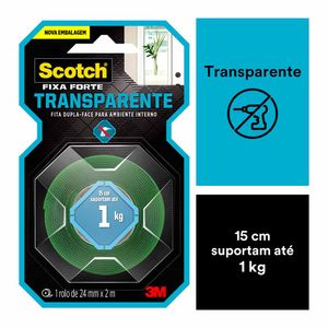 Fita Dupla Face 24x2 Fixa Forte Transparente 1977 3m - UN