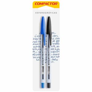 Caneta Esferográfica Top 2000 Azul e Preto 5623 Compactor - 2UN