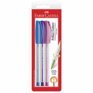 Caneta Esferográfica Triangular Trilux 1.0mm Sortido SM/032 Faber-castell - 3UN