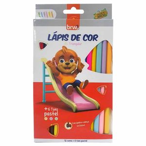 Lápis Cor Inteiro com 12 Cores + 6 Pastel LP0426 Brw - EST