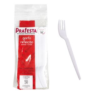 Garfo Descartável Sobremesa Premium Branca 7034 Prafesta - 50UN