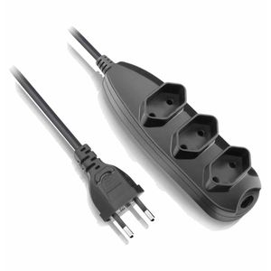 Extensão 10A 3 Tomadas 2 Pinos 3 metros Preto 98 Megatron - UN