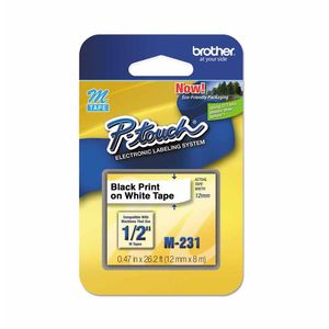 Fita Rotuladora Eletrônica 12mm M231 Preto Branco 3181 Brother - UN