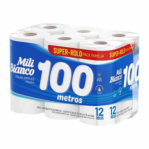 Papel Higiênico Bianco Rolo com 100 metros 1734 Mili - 12RL