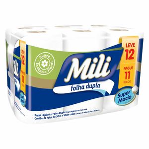 Papel Higiênico Neutro 30 metros Folha Dupla 1558 Mili - 12 RL
