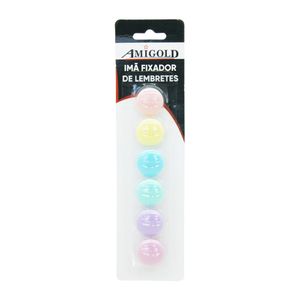 Imã Colorido 2cm 5197RL Amigold - 6PCS