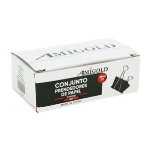Prendedor de Papeis 25mm Preto 5192 Amigold - 12UN