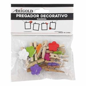 Mini Prendedor de Papeis Bambu 4970 Amigold - 10UN
