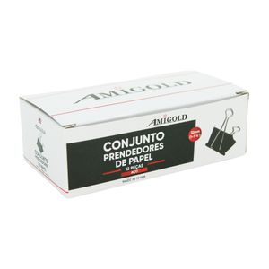 Prendedor de Papeis 32mm Preto 5193 Amigold - 12UN