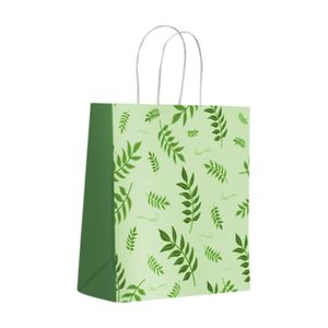 Sacola Papel 16,4x21x8,5 com Alça Folhas RV0438 Scrity - 10UN