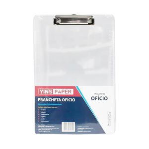 Prancheta Plástica Oficio com Prendedor Metal Cristal YP8359 Yins paper - UN