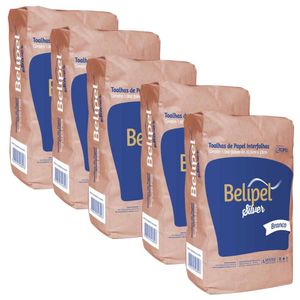Kit Papel Toalha Interfolhado Branco 20,5x20cm Silver A2 Belipel - 5000 Folhas