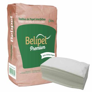 Papel Toalha Interfolhado Branco 20x23cm 100% Virgem 8371 Belipel - 1000FLS