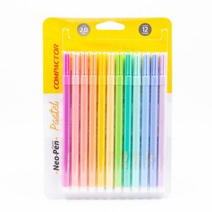Caneta Hidrocor Neopen 12 Cores Pastel 4000 Compactor - 12UN