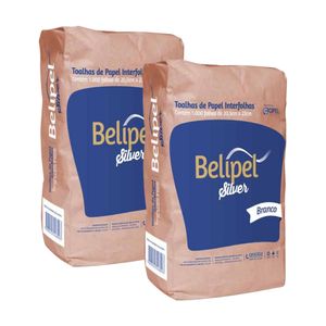 Kit Papel Toalha Interfolhado Branco 20,5x20cm Silver A2 Belipel - 2000 Folhas