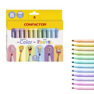 Pincel Compactor Color Pastel com 12 cores 74000 Compactor - EST