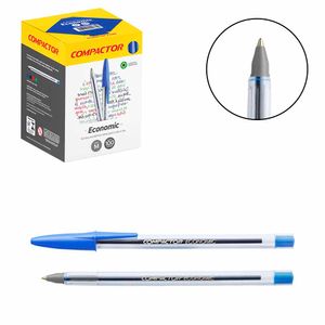 Caneta Esferográfica Economic 1.0mm Azul 7001 Compactor - 100UN