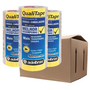 Caixa Fita Empacotamento 48mm x 40m Transparente (PP) Adelbras - 120 Rolos