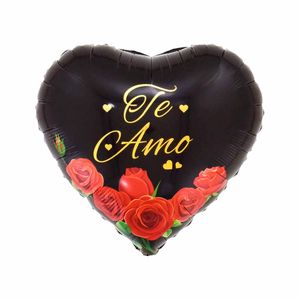 Balão Inflável 45cm Metalizado Coração Te Amo Rosa 8697 Make+ - UN