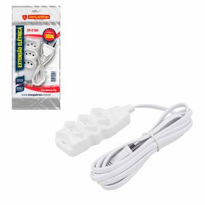 Extensão Elétrica 10 Metros Bivolt Branco 442 Megatron - UN