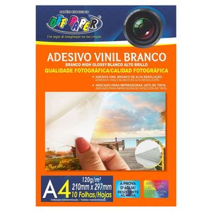 Papel Adesivo Vinil 120g A4 Branco 10581 Off paper - 10FL