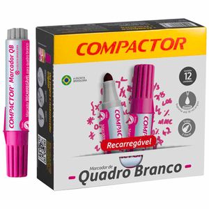 Pincel Marcador para Quadro Branco Recarregável Rosa 0014 Compactor - 12UN