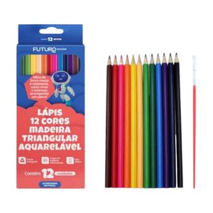 Lápis de Cor com 12 Cores Aquarelável Triangular Madeira 2242 Futuro - EST