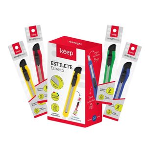 Estilete Estreito 9mm Color EI170 Keep - 12UN