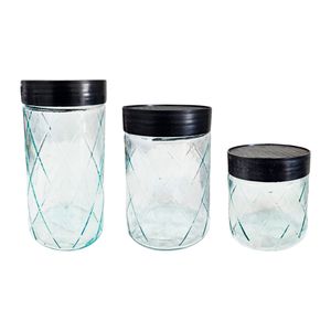 Pote Vidro Diamante 880ml com Tampa 0012 Viva - 3PÇS