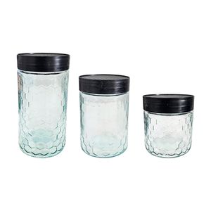 Pote Vidro Colmeia 880ml Vidro com Tampa 0011 Viva - 3PÇS